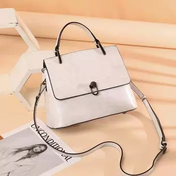 Женская сумка из натуральной кожи, весна-лето, ручная сумка через плечо, большая вместимость, сумка с замком, модная и универсальная 26*13*21