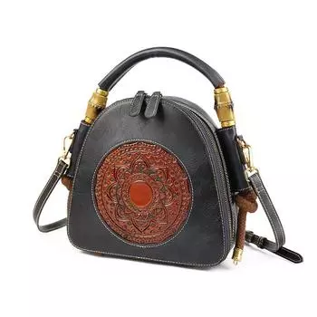 Женская сумка из натуральной кожи, винтажная женская сумка в китайском стиле, сумка через плечо с верхним слоем из коровьей кожи зелёный