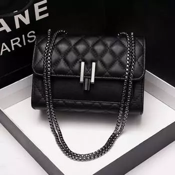 Женская сумка из натуральной кожи, женская сумка через плечо, маленькая квадратная сумка, сумка на цепочке, весна/лето, модная женская сумка чёрный