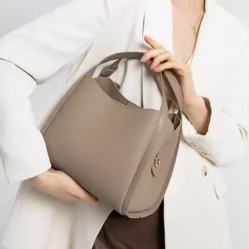 Женская сумка из натуральной кожи, женская сумка Premium Sense, большая вместимость, женская сумка-ведро, сумка через плечо слоновая кость