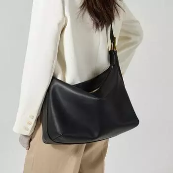 Женская сумка из натуральной кожи, женская сумка через плечо Lazy, женская большая сумка, большая вместимость, сумка на одно плечо, маленькая, Premium Sense кофейный