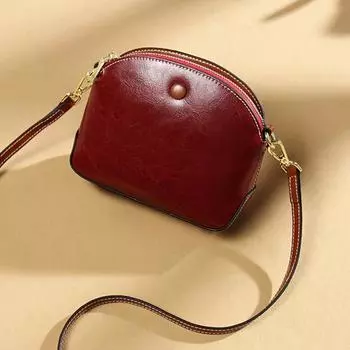 Женская сумка из натуральной кожи Женская сумка на одно плечо с косой ручкой Женская сумка из натуральной кожи чёрный