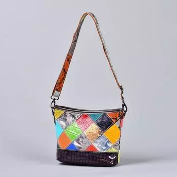 Женская сумка из натуральной кожи, женская клетчатая сумка через плечо на одно плечо, маленькая сумка разноцветный