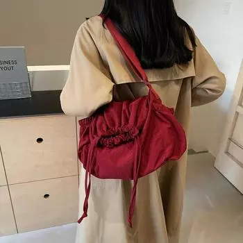 Женская сумка из нейлона на молнии, повседневная, простая, через плечо, универсальная, дорожная сумка, однотонная, мягкая