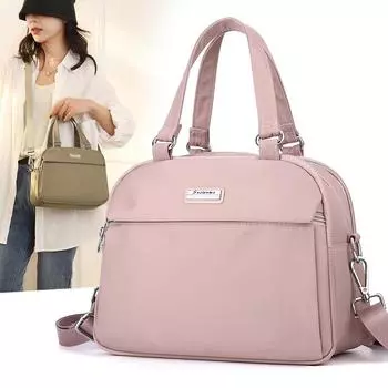 Женская сумка из нейлона, сумка через плечо, маленькая квадратная сумка, однотонная сумка через плечо, сумка для мамы розовый