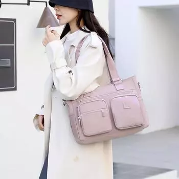 Женская сумка из нейлоновой ткани, большая вместимость, сумка через плечо, несколько карманов, повседневная женская сумка