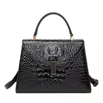 Женская сумка из новой натуральной кожи с рисунком под крокодила. Модная и универсальная женская сумка через плечо на одно плечо.