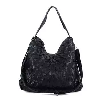 Женская сумка из овчины, красочная овчина, контрастный кленовый лист, повседневная модная сумка, мягкая женская сумка через плечо чёрный