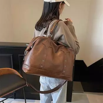 Женская сумка из ПУ большой емкости, сумка через плечо, дорожная сумка чёрный