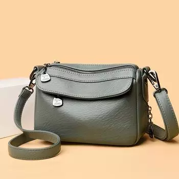 Женская сумка из ПУ с мягкой отделкой, однотонная сумка через плечо, повседневная сумка для мамы чёрный