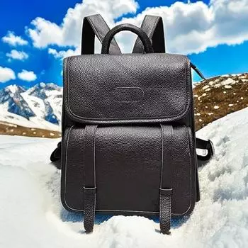 Женская сумка из воловьей кожи, мягкий кожаный рюкзак, модный кожаный повседневный рюкзак большой емкости, школьная сумка 10L чёрный