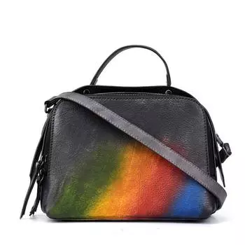 Женская сумка из воловьей кожи ручной работы, винтажная текстурированная сумка через плечо с подушкой и верхним слоем из воловьей кожи 25*11*18 красный