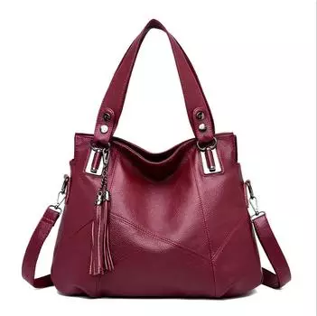 Женская сумка из воловьей кожи с кисточками на одно плечо, женская модная сумка-мессенджер из мягкой кожи бордовый