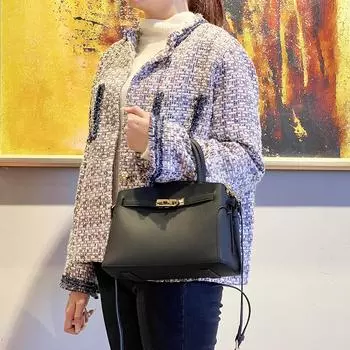 Женская сумка из высококачественной фактурной кожи, весенняя женская сумка на одно плечо из высококачественной фактурной кожи, сумка платинового цвета 21*12*20cm чёрный