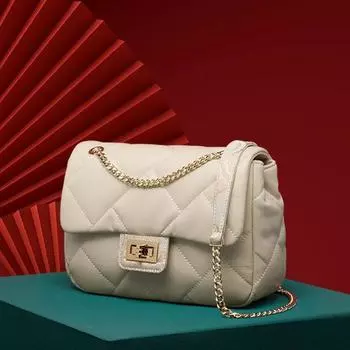 Женская сумка из высококачественной кожи, легкая роскошь и стиль ниши, сумка на одно плечо с цепочкой для женщин 24*7*17cm чёрный