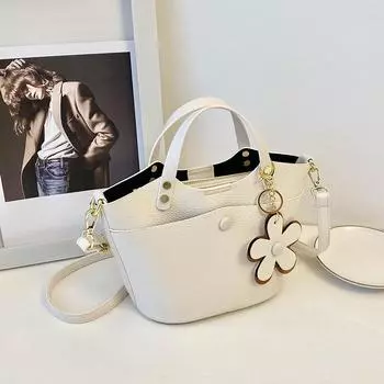 Женская сумка Элегантная сумка-ведро Модная высококачественная женская сумка через плечо на одно плечо Niche Handbag белый