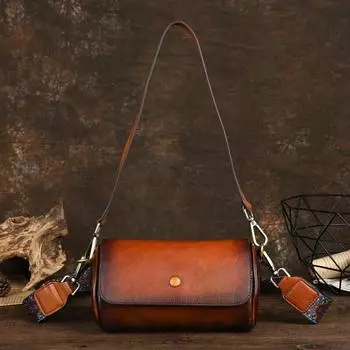 Женская сумка Johnature из натуральной кожи в стиле ретро, универсальные однотонные сумки ручной работы из воловьей кожи на плечо и через плечо кофейный