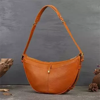 Женская сумка Johnature из натуральной кожи, модная и минималистичная сумка для пельменей, ретро-сумки на плечо и через плечо коричневый