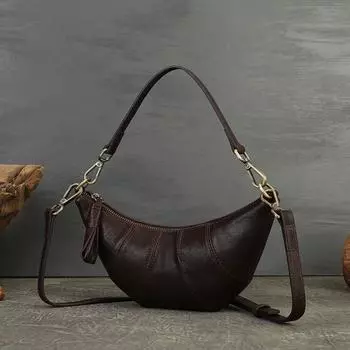 Женская сумка Johnature Retro из натуральной кожи, ручная работа, универсальная, мягкая, однотонная, из коровьей кожи, сумки через плечо чёрный