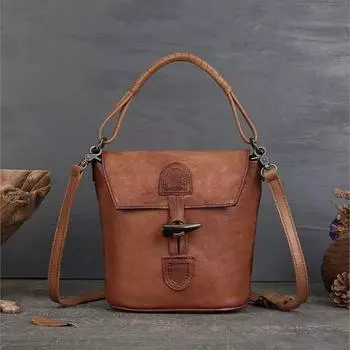 Женская сумка Johnature, винтажная сумка-мешок из натуральной кожи, универсальная сумка, изысканные сумки на плечо чёрный