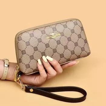 Женская сумка-клатч, длинный кошелек на молнии, мягкая кожаная сумка для мам, сумка на запястье, большая вместительная сумка для мобильного телефона, маленькая сумка через плечо