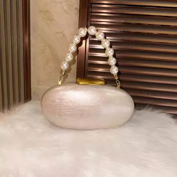 Женская сумка-клатч из акрила особой формы, премиум-сумка на запястье с жемчугом и сумкой на плечо