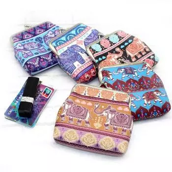 Женская сумка-клатч с принтом слона, поцелуй, небольшой кошелек для монет чёрный