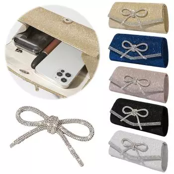 Женская сумка-клатч со стразами, сумка через плечо с регулируемым ремешком, сумка-хобо, сумка для свадьбы, выпускного вечера чёрный