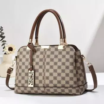 Женская сумка клетчатая модная сумка женская сумка через плечо сумка для мамы среднего возраста 29*12*20*14 хаки