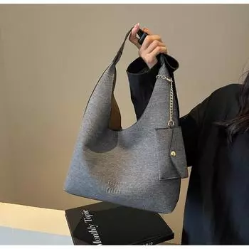 Женская сумка-кнопка PU, большая вместимость, однотонная, простая, модная, через плечо, мягкая, универсальная, новая