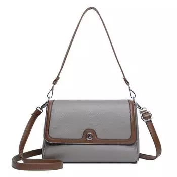 Женская сумка Контрастного цвета Сумка через плечо Мягкая кожа Ручная На плечо серый