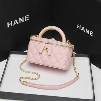 Женская сумка-коробка с бриллиантовой цепочкой, весна/лето 2024 г.: Элегантный, высококачественный стиль сумки-мессенджера розовый