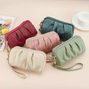 Женская сумка-кошелек для телефона и косметички из мягкой кожи с текстурой для хранения, ручная многофункциональная длинная женская сумка ONE SIZE розовый