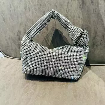 Женская сумка-кошелек Guangzhou Designer Tote Bag Knotted Rhinestone Wrist Dinner Bag серебряный