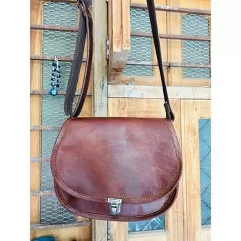 Женская сумка/кошелек из натуральной кожи с ремешком 7 x 9 x 3 in коричневый