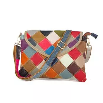 Женская сумка-кошелек из натуральной кожи, цветная, сшитая вручную, сумка-конверт через плечо, женская сумка через плечо, маленькая сумка разноцветный