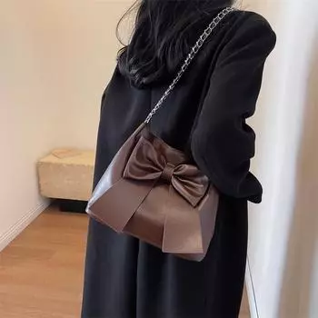 Женская сумка Кожаная большая сумка с большим бантом Сумка через плечо