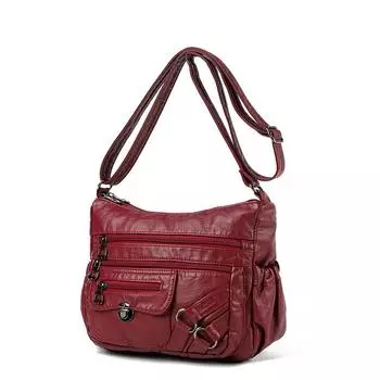 Женская сумка кроссбоди большой вместимости с несколькими карманами, на плечо, сумка для мамы среднего возраста красный