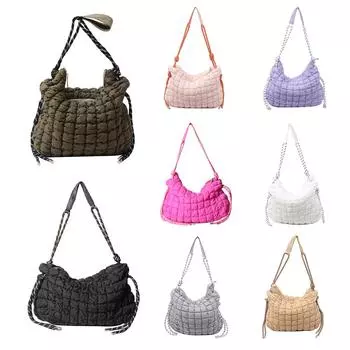 Женская сумка-кроссбоди Dumpling Большая вместимость Клетчатая стеганая сумка Однотонная простая сумка-слинг Женская сумка для покупок белый