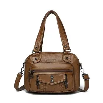 Женская сумка кроссбоди из мягкой кожи, сумка под мышкой, сумка на плечо для среднего возраста, сумка для мамы Style2 коричневый