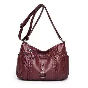 Женская сумка кроссбоди, сумка для мамы среднего возраста, сумка на плечо из мягкой кожи красный