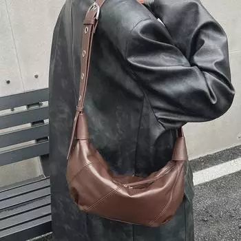 Женская сумка-круассан 2025: Высококачественная сумка через плечо и через плечо из натуральной коровьей кожи в стиле Niche кофейный