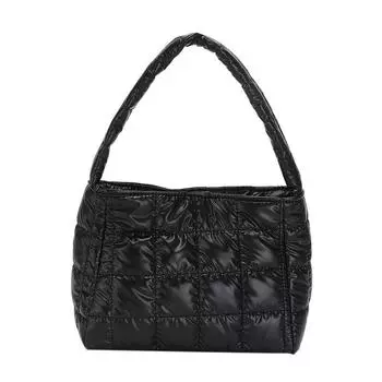 Женская сумка, квадратная сумка, вышитая, с хлопковой подкладкой, однотонная сумка-тоут чёрный