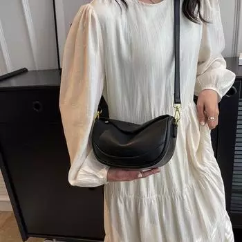 Женская сумка, маленькая кожаная милая мягкая сумка-хобо, модная простая дизайнерская однотонная сумка, женская сумка на плечо One Size розовый