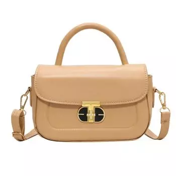 Женская сумка Маленькая квадратная сумка Модная универсальная сумка через плечо Текстурированная сумка с фурнитурой в иностранном стиле Универсальная сумка-мессенджер хаки