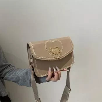 Женская сумка Маленькая квадратная сумка Модная и простая сумка через плечо Креативная сумка-мессенджер с вышивкой нитками Love Handbag коричневый
