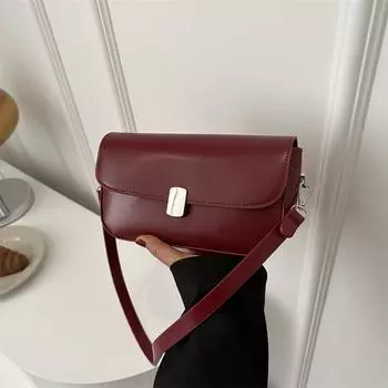 Женская сумка Маленькая квадратная сумка Нишевая иностранная сумка на плечо Текстура ПУ ретро сумка-мессенджер красный