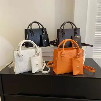 Женская сумка, маленькая квадратная сумка, сумка в стиле иностранного стиля, сумка через плечо для детей и мам с крокодиловым узором, сумка-мессенджер Tide белый