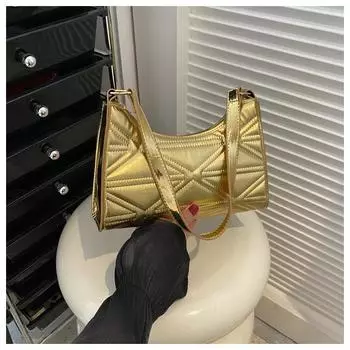 Женская сумка Маленькая квадратная сумка Универсальная сумка через плечо Сумка через подмышку в иностранном стиле Модные аксессуары Женская сумка Tide золотой