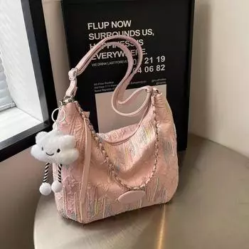 Женская сумка-маятник большой вместимости, универсальная сумка через плечо в радужную полоску, элегантная, новая